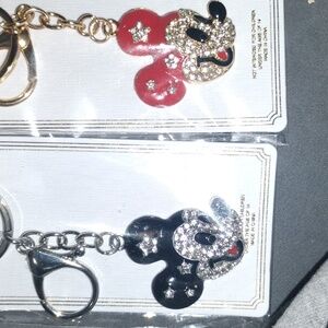 X2 Mickey Mouse Keychain with Black and Silver Accents